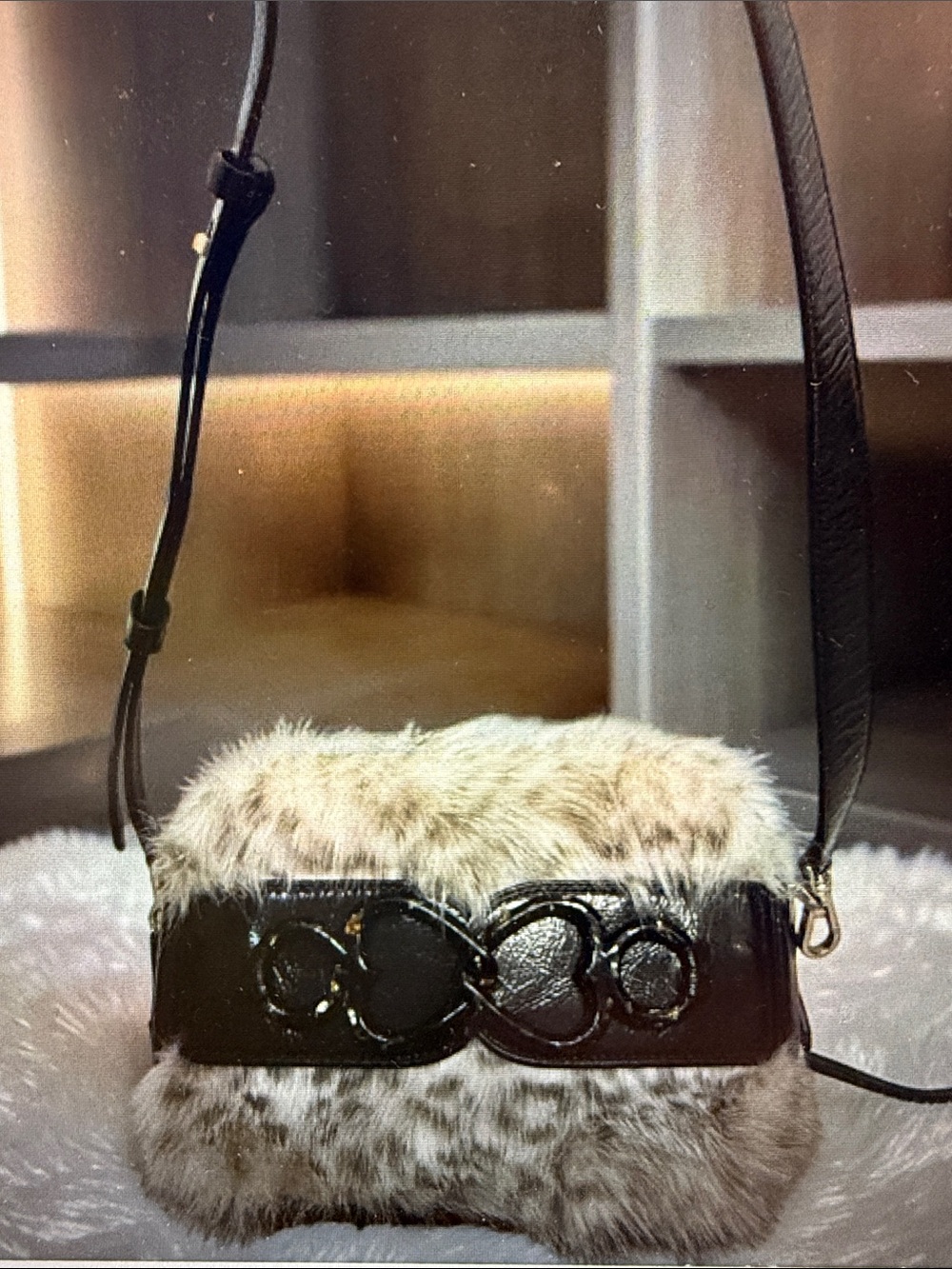 Kate Spade Rare Sample Piece Faux Fur Heart Link Satchel